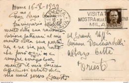 1939 CARTOLINA CON ANNULLO ROMA + TARGHETTA  VISITATE LA MOSTRA DELLE INVENZIONI MILANO - Ganzsachen