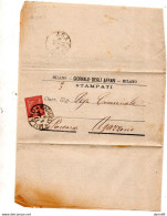 1884 LETTERA INTESTATA GIORNALE DEGLI AFFARI MILANO CON ANNULLO  AGAZZANO - Storia Postale