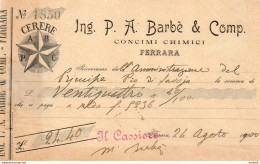 1899 FERRARA,  INGEGNERE  P.A.  BARBE' , CONCIMI CHIMICI - Italia