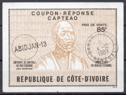 RÉPUBLIQUE DE CÔTE D'IVOIRE  Ca1  85F  CAPTEAO Reply Coupon Reponse Antwortschein IRC IAS O ABIDJAN 13 - Costa De Marfil (1960-...)