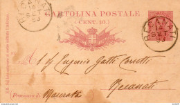 1893  CARTOLINA CON ANNULLO RECANATI - Stamped Stationery