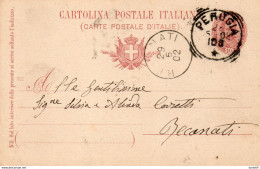 1902 CARTOLINA CON ANNULLO RECANATI + PERUGIA - Postwaardestukken