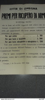 1943 OMEGNA , PREMI PER RECUPERO DI ARMI - Historical Documents