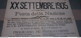 1905 FESTA DELLA NAZIONE - FESTEGGIAMENTI PER IL 35 ANNIVERSARIO  DELLA PRESA DI ROMA - Manifesti