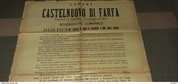1922 COMUNE DI CASTELNUOVO DI FARFA PERUGIA ACQUEDOTTO COMUNALE AVVISO D'ASTA - Documents Historiques