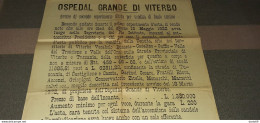 1922 VITERBO -  OSPEDAL GRANDE DI VITERBO -  AVVISO DI SECONDO ESPERIMENTO D'ASTA  PER VENDITA FONDI RUSTICI - Historische Dokumente
