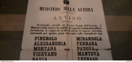 1870 FIRENZE -  MINISTRO DELLA GUERRA - AVVISO RICHIESTA CAVALLI DA TIRO - Historische Dokumente