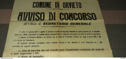1920 COMUNE DI ORVIETO AVVISO DI CONCORSO ALL' UFFICIO DI SEGRETARIO GENERALE - Documentos Históricos