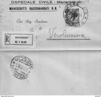 1955 LETTERA RACCOMANDATA CON ANNULLO MANERBIO + VEROLANUOVA BRESCIA - 1946-60: Poststempel