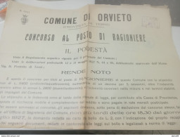 1927 COMUNE DI  ORVIETO CONCORSO AL POSTO DI RAGIONIERE - Documenti Storici