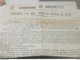 1934 COMUNE DI  ORVIETO CONCORSO PER UNA CONDOTTA MEDICA DI CITTA' - Documents Historiques