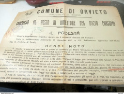 1928  MANIFESTO CON ANNULLO ORVIETO - AVVISO DI CONCORSO - Documenti Storici