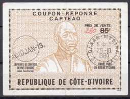 RÉPUBLIQUE DE CÔTE D'IVOIRE  Ca1  280 / 85F  CAPTEAO Reply Coupon Reponse Antwortschein IRC IAS O ABIDJAN 13  Redeemed - Ivory Coast (1960-...)