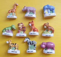 Fève Série Complète Bébés Animaux - Bebe Girafe Rhinocéros Eléphant Crocodile Singe Renard Ours Tigre Zèbre Hippopotame - Dieren