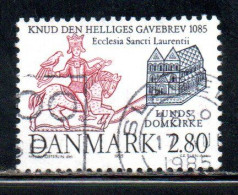 DANEMARK DANMARK DENMARK DANIMARCA 1985 SEAL OF KING CNUT LUND CATHEDRAL 2.80k USED USATO OBLITERE' - Used Stamps