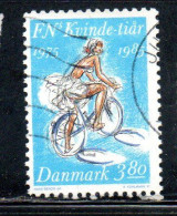 DANEMARK DANMARK DENMARK DANIMARCA 1985 UN DECADE FOR WOMEN CYCLIST 3.80k USED USATO OBLITERE' - Oblitérés