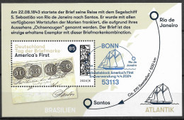 2024  Deutschland Germany Mi. Bl.  93 Used   Tag Der Briefmarke " America's First " - Used Stamps