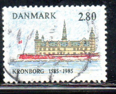 DANEMARK DANMARK DENMARK DANIMARCA 1985 KRONBORG CASTLE ELSINORE 400th ANNIVERSARY 2.80k USED USATO OBLITERE' - Used Stamps