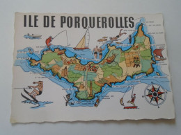 D203305    CPSM -  81 Var -  Map Carte Ile De Porquerolles  Cap Rousset, Cap Des Médes,  Cap D'Armé - Maps