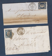 Cérès N° 4 Et 4a Oblitérés Grille Sur 2 Lettres De Toulouse - 1849-1850 Cérès