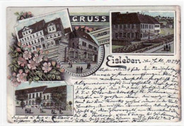 39010811 - Lithographie Eisleben Sangerhaeuserstrasse, Klippe Raemmthorstrasse Gelaufen Von 1899, Marke Entfernt. Leich - Eisleben