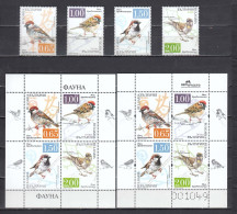 Bulgaria 2017 - Birds: Sparrows, Mi-Nr. 5334/37+Bl. 441/442, MNH** - Ungebraucht