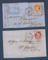 Napoléon N° 16 Et 17A Oblitérés  Sur 2 Lettres De Toulouse - 1853-1860 Napoleon III
