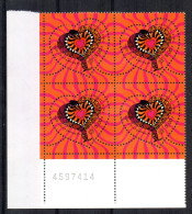 France.bloc De 4 Numéroté Du N°3295.saint Valentin.neuf. - Unused Stamps
