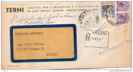 1956 LETTERA  RACCOMANDATA  CON ANNULLO SPOLETO - 1946-60: Marcofilie