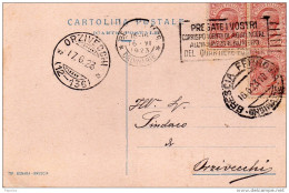 1923 CARTOLINA CON ANNULLO  BRESCIA  + TARGHETTA AGGIUNGERE IL NUMERO DI QUARTIERE POSTALE - Storia Postale