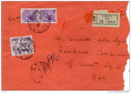 1959 LETTERA RACCOMANDATA  CON ANNULLO  CORATO BARI - 1946-60: Poststempel