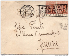 1925 LETTERA CON ANNULLO ROMA + TARGHETTA ACQUISTATE I  BUONI FRUTTIFERI POSTALI - Poststempel