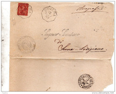 1888  LETTERA CON ANNULLO  OTTAGONALE DOVERA CREMONA + OSPEDALETTO LODIGIANO - Poststempel