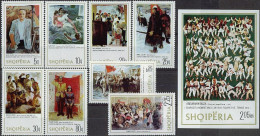 ALBANIA 1975, ART, PAINTINGS, COMPLETE, MNH SERIES+BLOCK With GOOD QUALITY, *** - Albanië