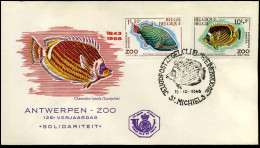 België - FDC - 1470/73 Zoo Antwerpen, Vissen - Stempel : St. Michiels - 1961-1970