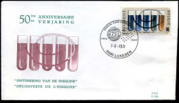 België - FDC -1595 Insuline 50 Jaar  --  Stempel : Lokeren - 1971-1980