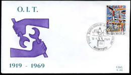 België - FDC -1497 Internationale Arbeidsorganisatie  --  Stempel : Antwerpen - 1961-1970