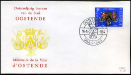 België - FDC -1285 Oostende 1000 Jaar   --  Stempel : Oostende - 1961-1970