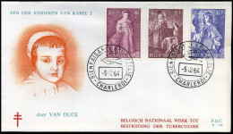 België - FDC -1307/12 Antitereingzegels, Belgische Schilders  --  Stempel : Charleroi - 1961-1970