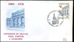 België - FDC -1906 - Université Du Travail Paul Pastur  -- Stempel  :  Bruxelles/Brussel - 1971-1980