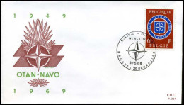 België - FDC -1496 - 20e Verjaardag NATO Verdrag  -- Stempel  :  Brussel/Bruxelles - 1961-1970