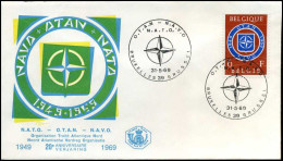 België - FDC -1496 - 20e Verjaardag NATO Verdrag  -- Stempel  :  Bruxelles/Brussel - 1961-1970