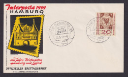 Bundesrepublik Brief Attr. Frankatur Selt. SST Philatelie Hamburg Interpost 1959 - Autres & Non Classés