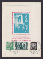 Saarland Gutes Gedenkblatt Deutsche Bundespost Saarmesse Saarbrücken 08.05.1957 - Oblitérés