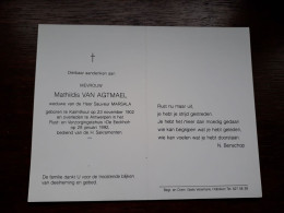 Mathildis Van Agtmael ° Kalmthout 1902 + Antwerpen 1992 X Sauveur Marsala - Overlijden