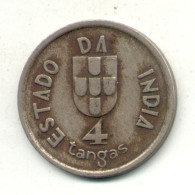 INDIA PORTUGUESE 4 TANGAS 1934 - Inde
