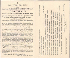 Doodsprentje / Image Mortuaire Marguerite Goethals - Blootacker Wijtschate Ieper 1884-1943 - Obituary Notices