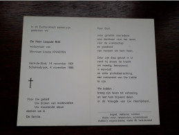 Leopold Rijx ° Herk-de-Stad 1901 + Schakkebroek 1985 X Louisa Knaepen - Overlijden