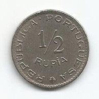 INDIA PORTUGUESE 1/2 RUPIA 1952 - India