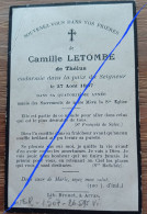 Image Religieuse Pieuse Camille Letombe De Thelus Décédé En 1907 Pas De Calais - Santini